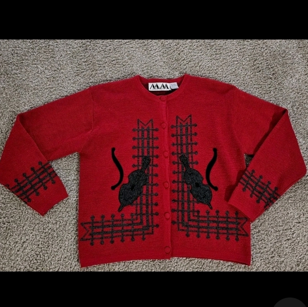 Vintage MM KRIZIA Italy Violin Cardigan Sweater L